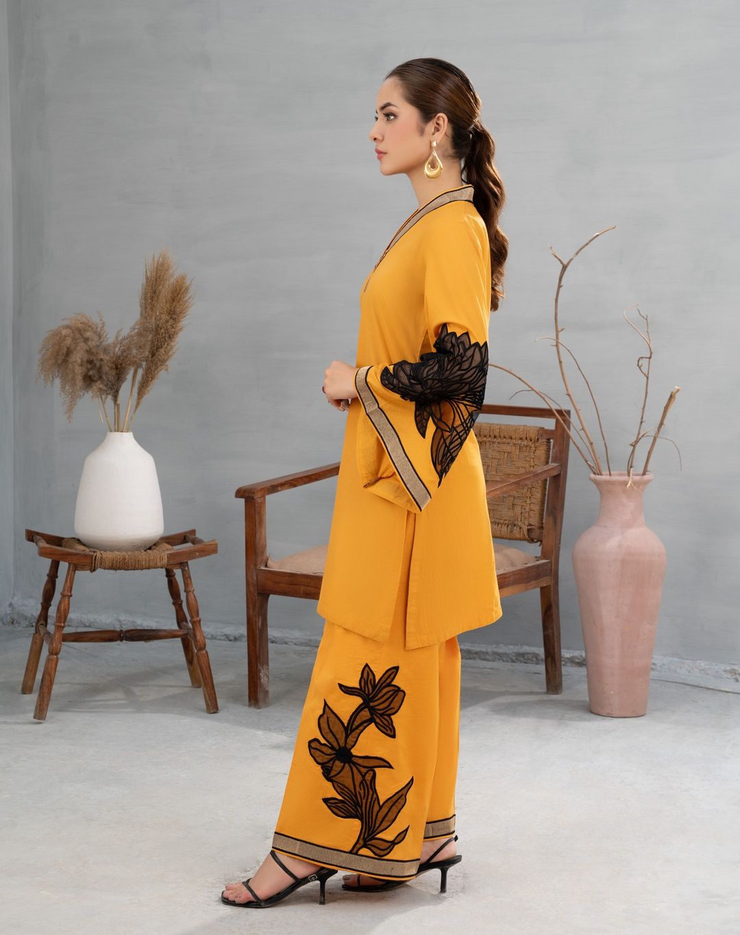 Almond EMB Shirt With Almond EMB Plazo