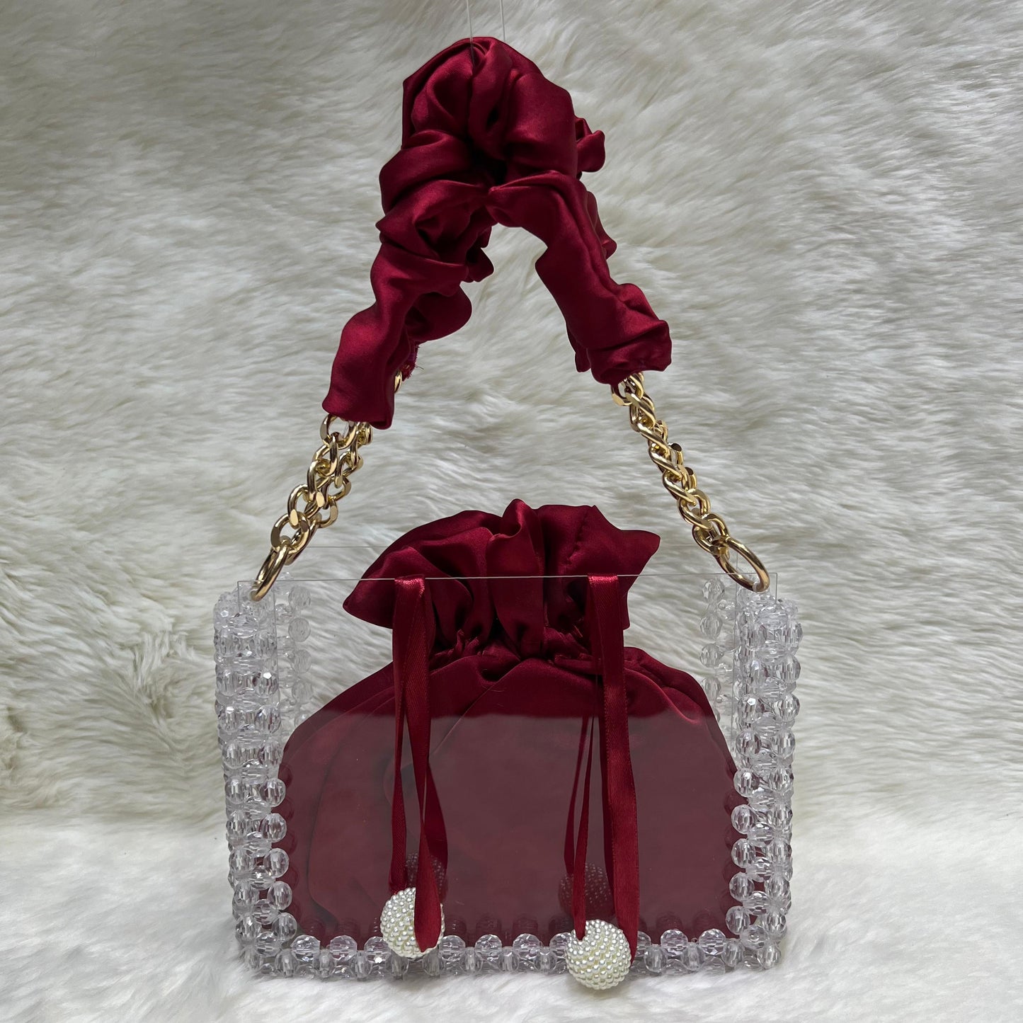 Beaded acrylic bag