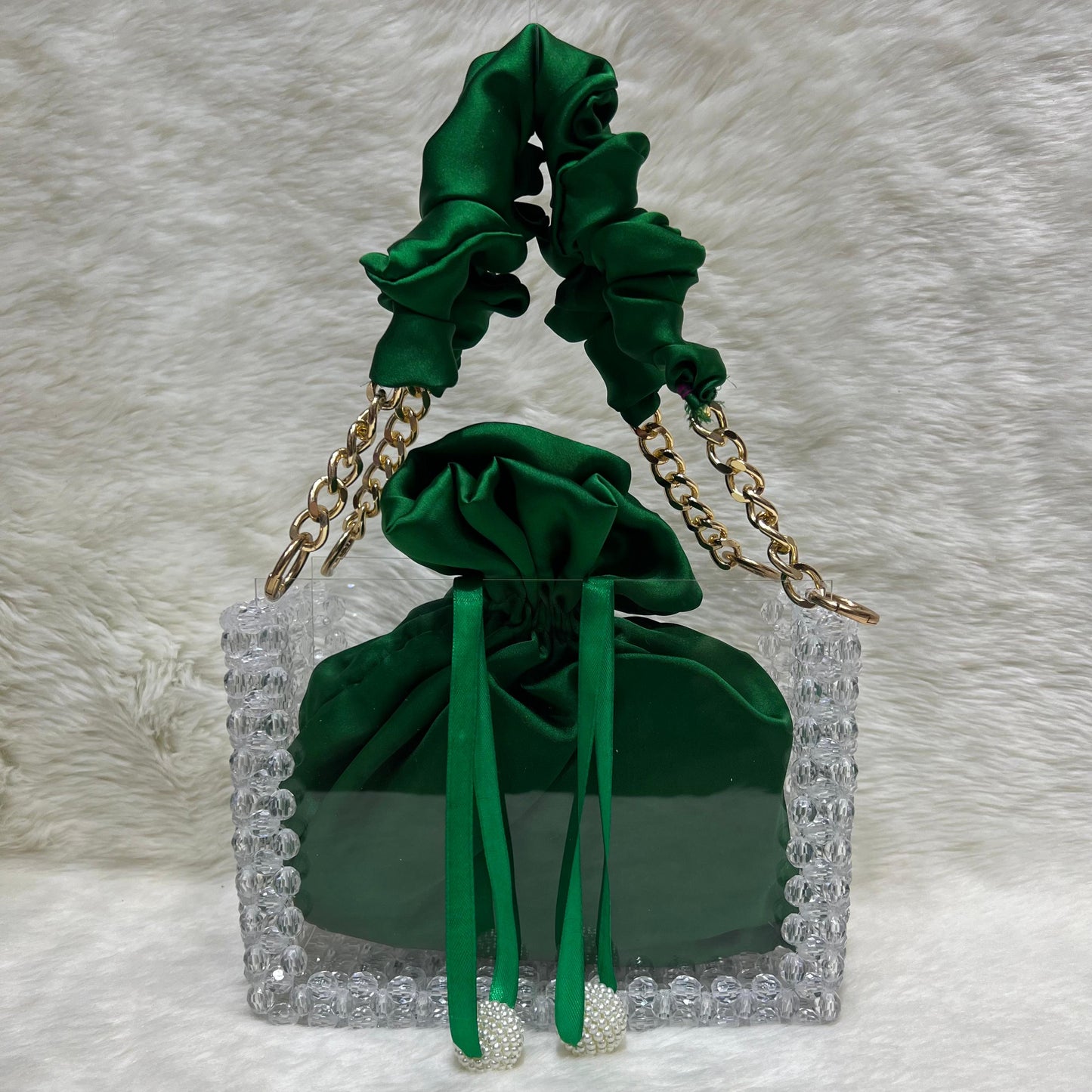 Beaded acrylic bag