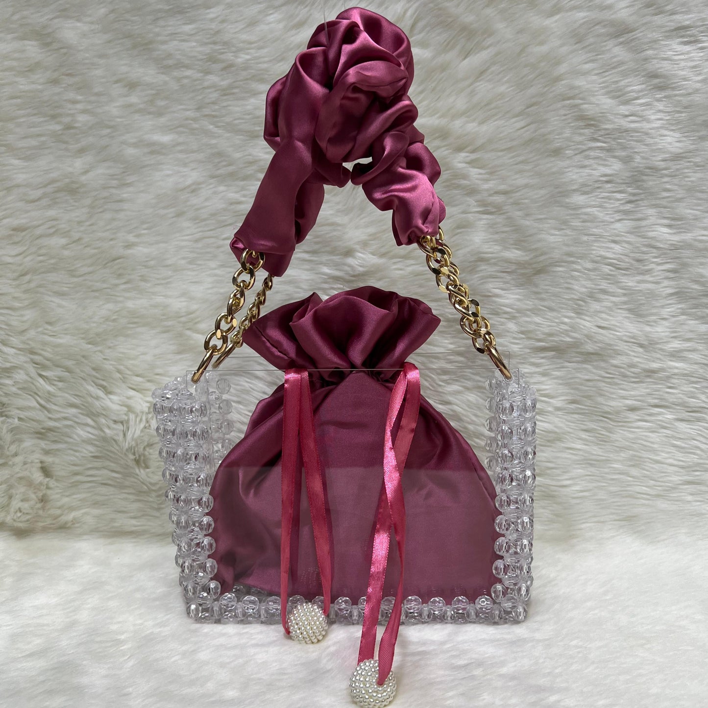 Beaded acrylic bag