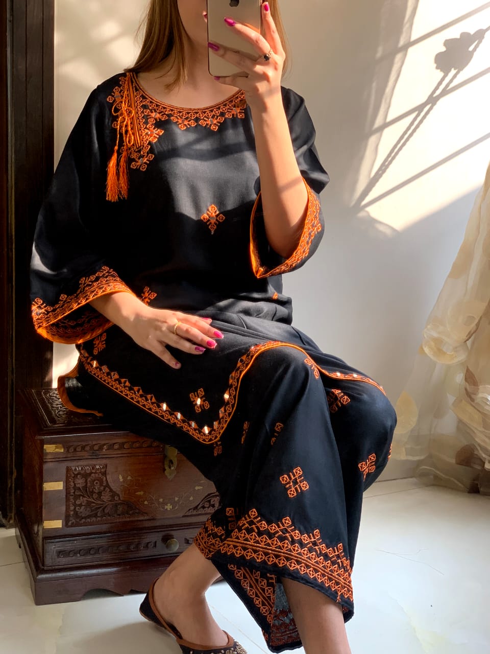 Balochi Mirror Work Embroidery 2Pc