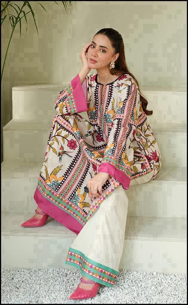 Unstitched Floral Digital Printed 3pcs Silk Fabric