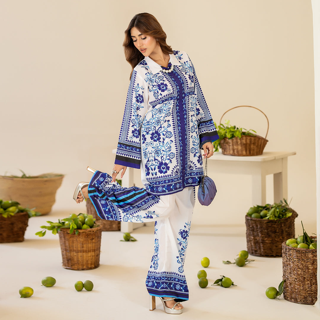KHADDAR WHITE DIGITAL PRINTED 2Pc