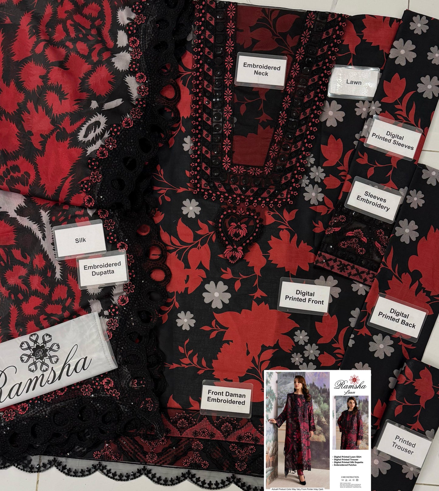Ramsha Lawn 3Pc Suit