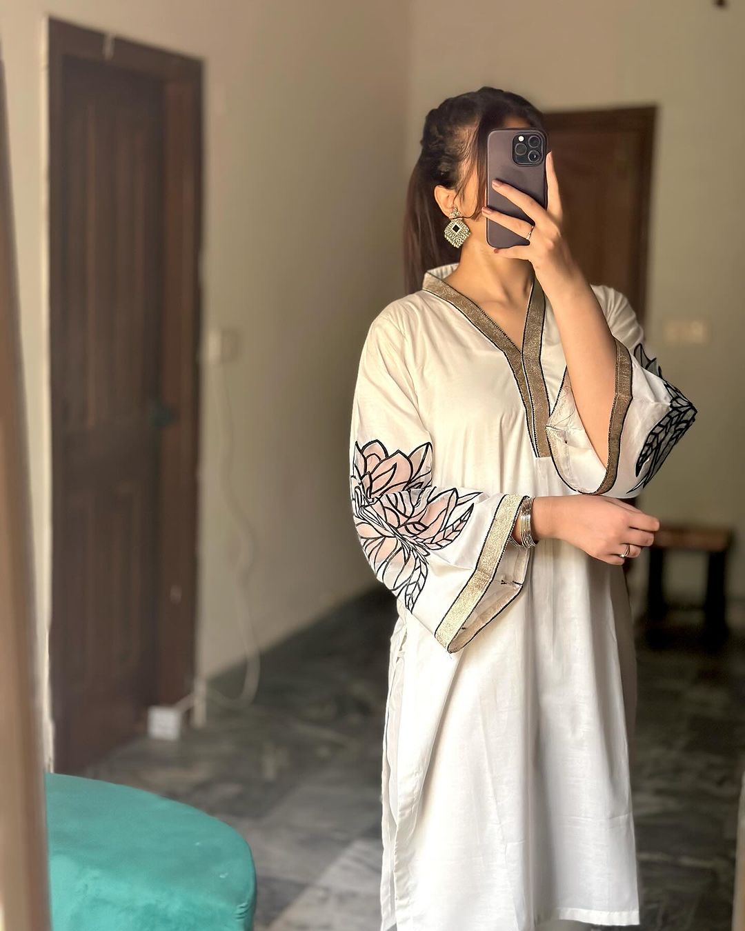 Almond EMB Shirt With Almond EMB Plazo