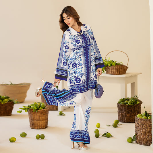 KHADDAR WHITE DIGITAL PRINTED 2Pc