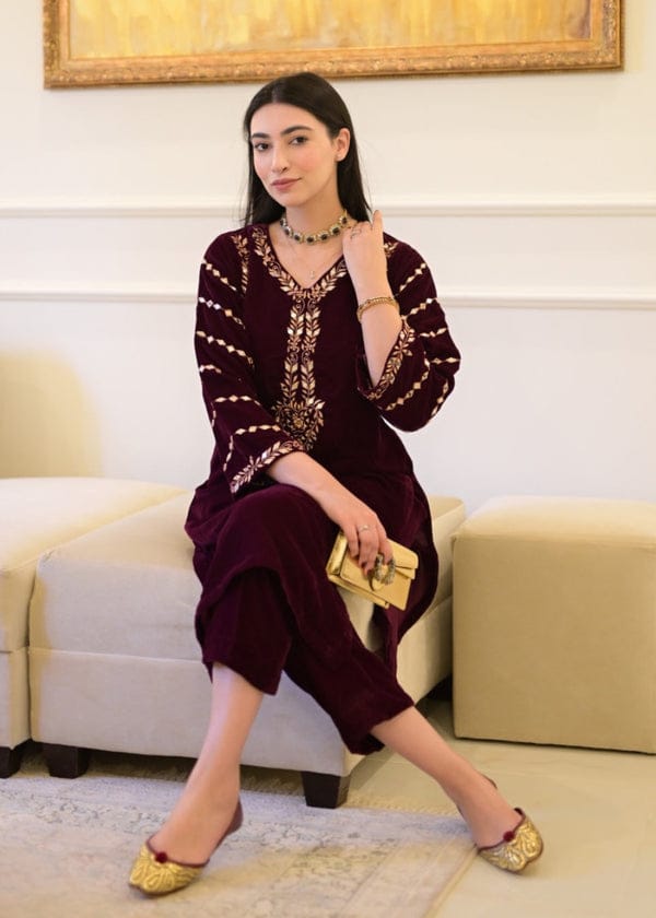 Fancy Embroidered Velvet 2pc Stitched Suit