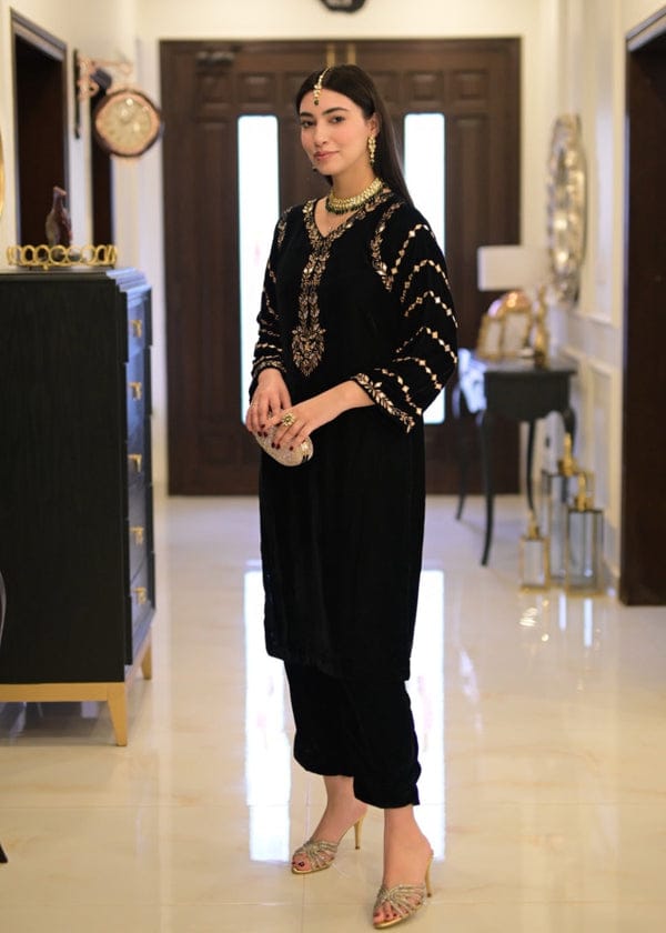 Fancy Embroidered Velvet 2pc Stitched Suit
