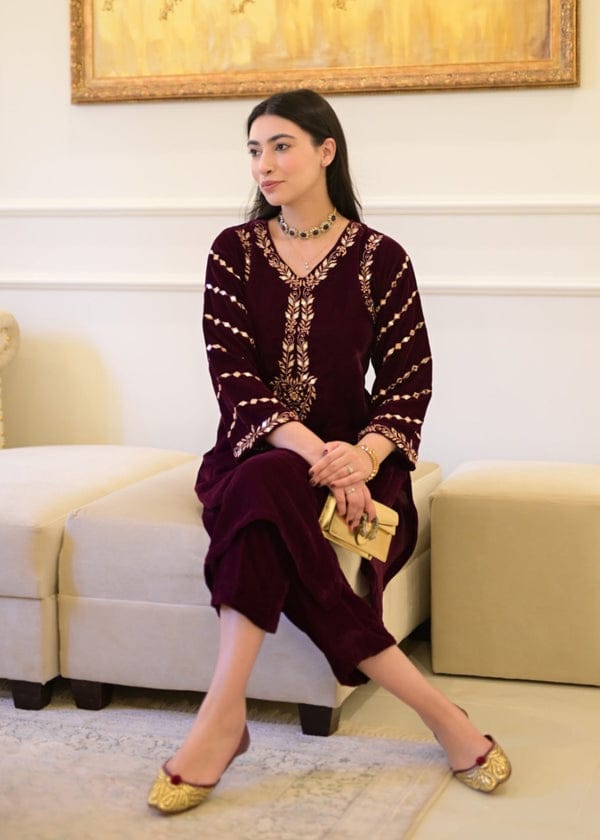 Fancy Embroidered Velvet 2pc Stitched Suit