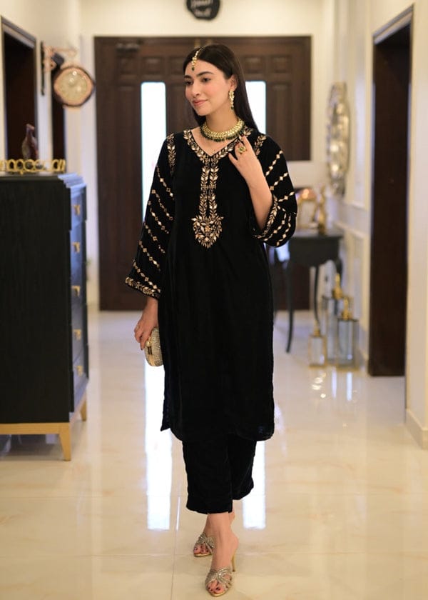 Fancy Embroidered Velvet 2pc Stitched Suit
