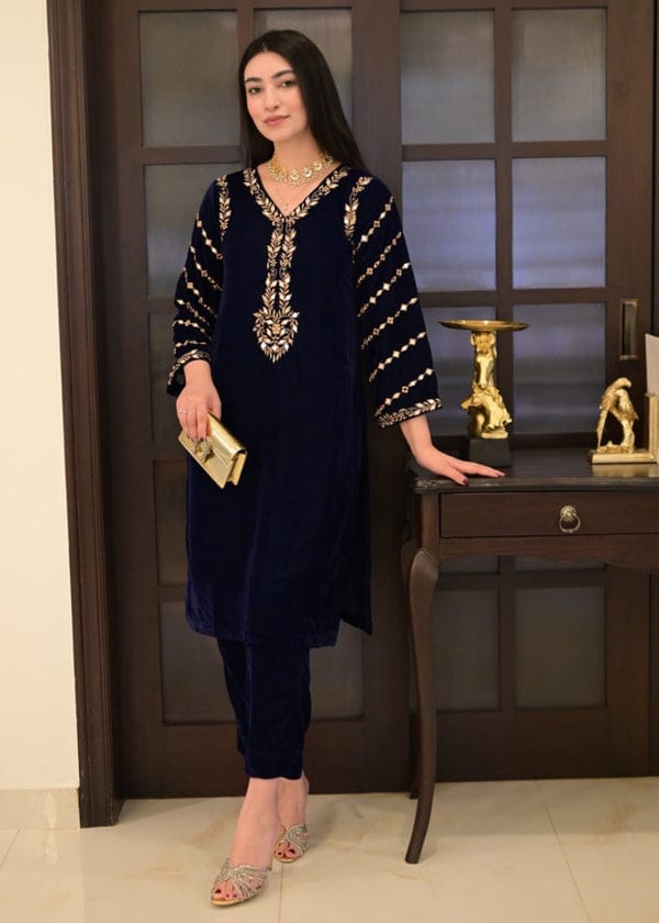 Fancy Embroidered Velvet 2pc Stitched Suit